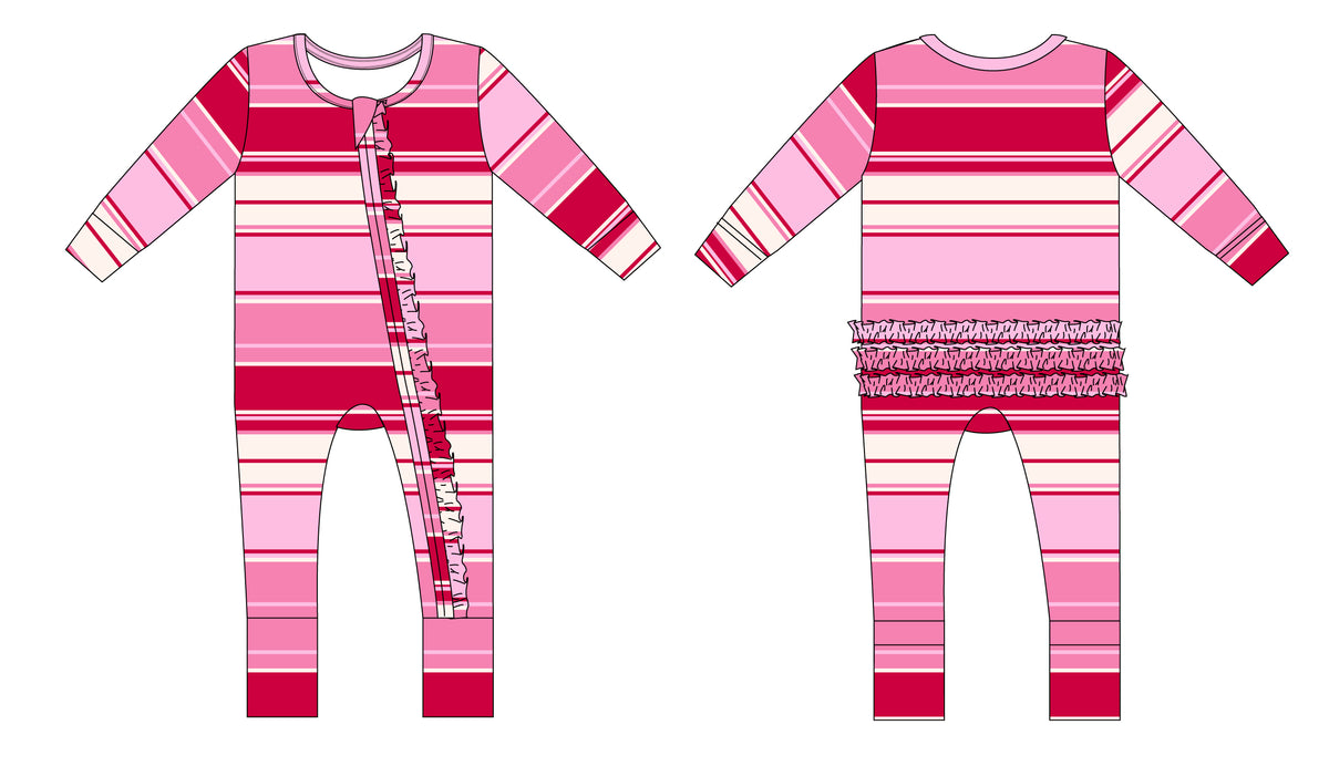 Sweetheart Stripes Ruffle Convertible Romper