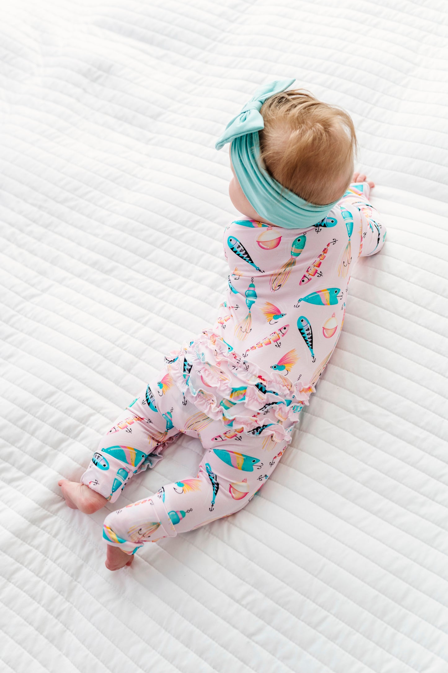 Gone Fishing Pink Ruffle Convertible Romper