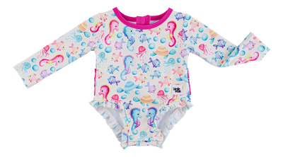 coral rash guard swimsuit- BABY