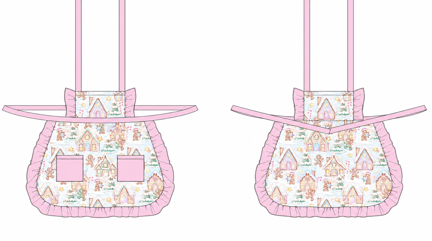 PRE-ORDER: Gingerbread Lane Ruffle Baking Apron
