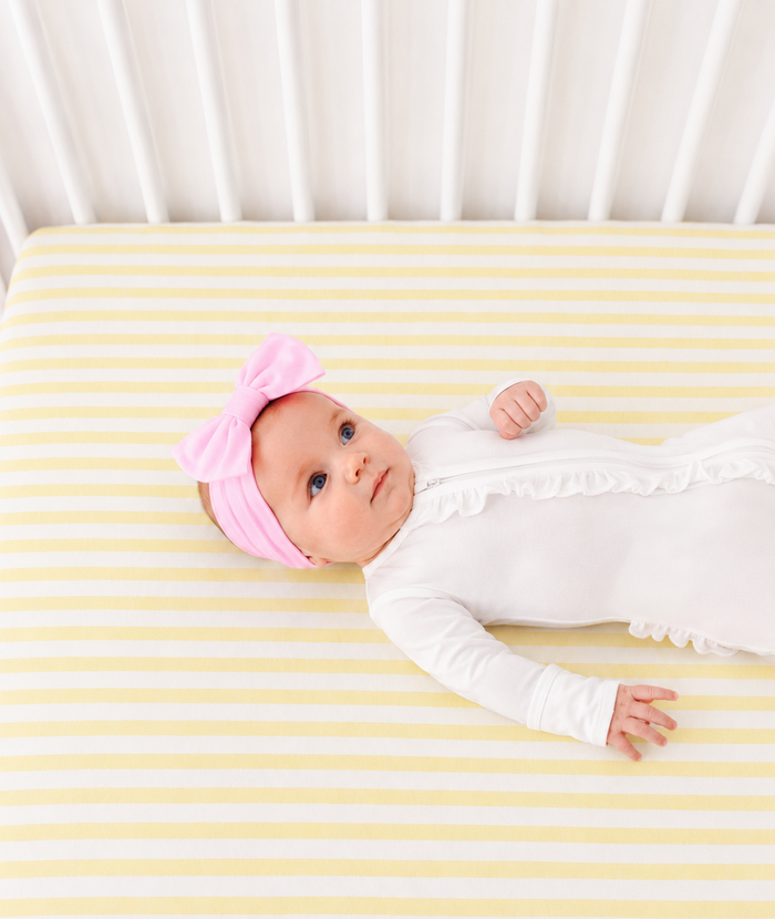 Lemon Stripes Crib Sheet