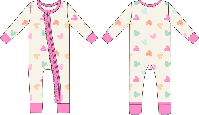 PREORDER: Doodle Hearts Ruffle Convertible Romper