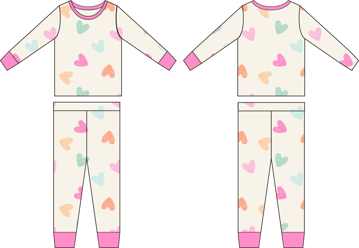 Doodle Hearts Bamboo Pajama Set