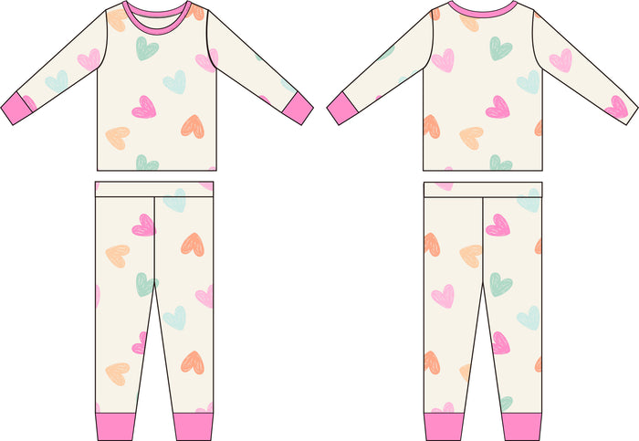PREORDER: Doodle Hearts Bamboo Pajama Set