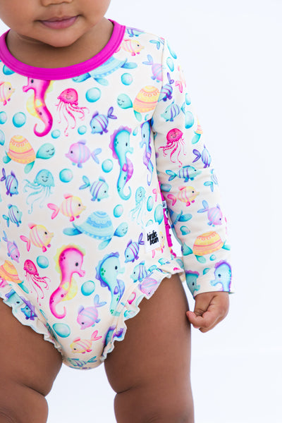 coral rash guard swimsuit- BABY
