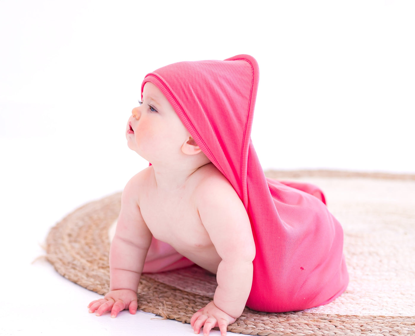 strawberry ribbed hooded bath towel- TODDLER