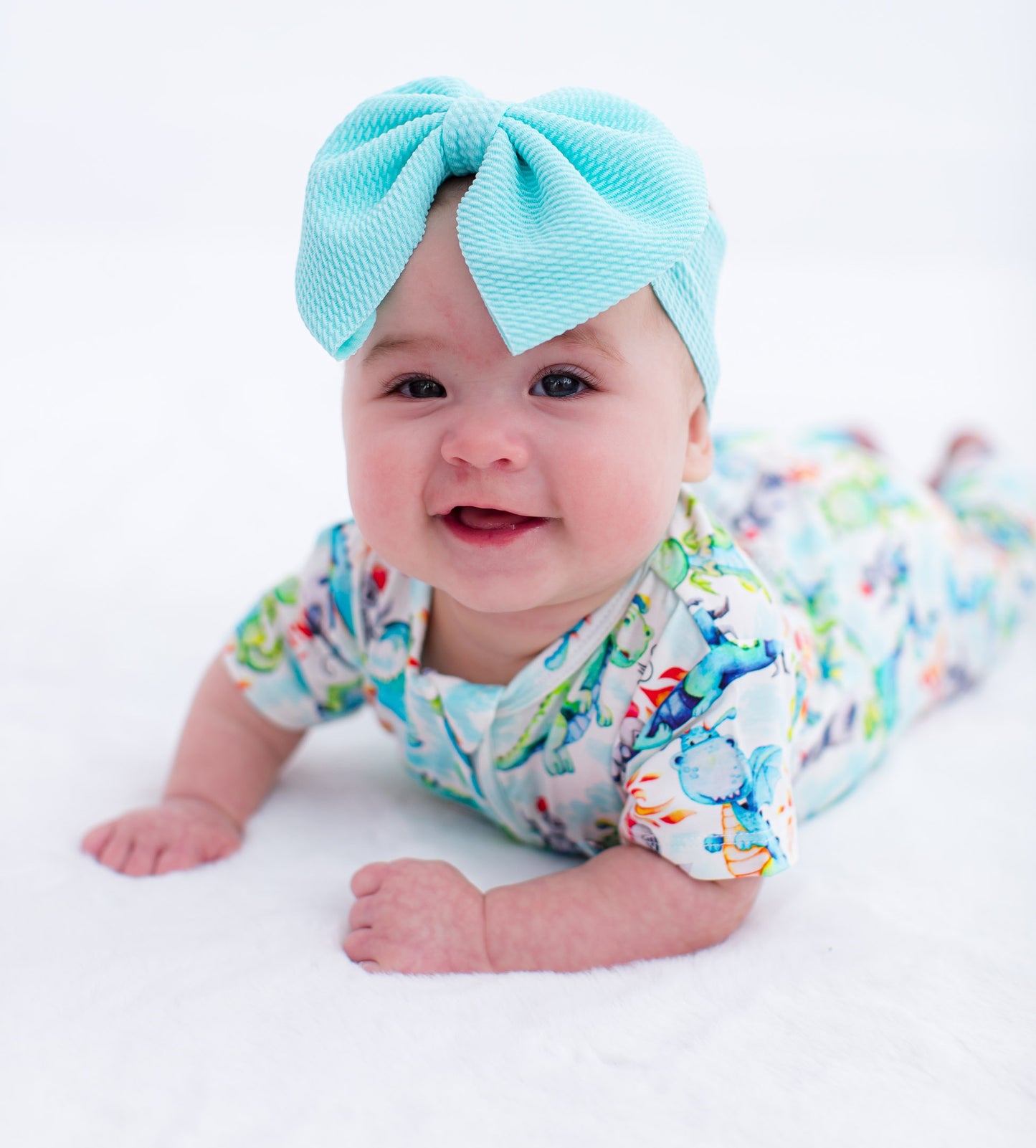 Sky Headwrap baby bow headwrap in soft blue fabric