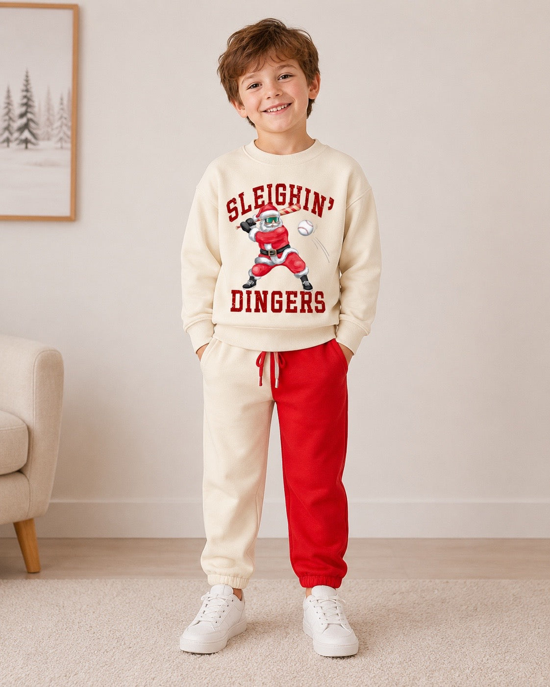 PRE-ORDER: Colorblock Joggers - Red & Beige