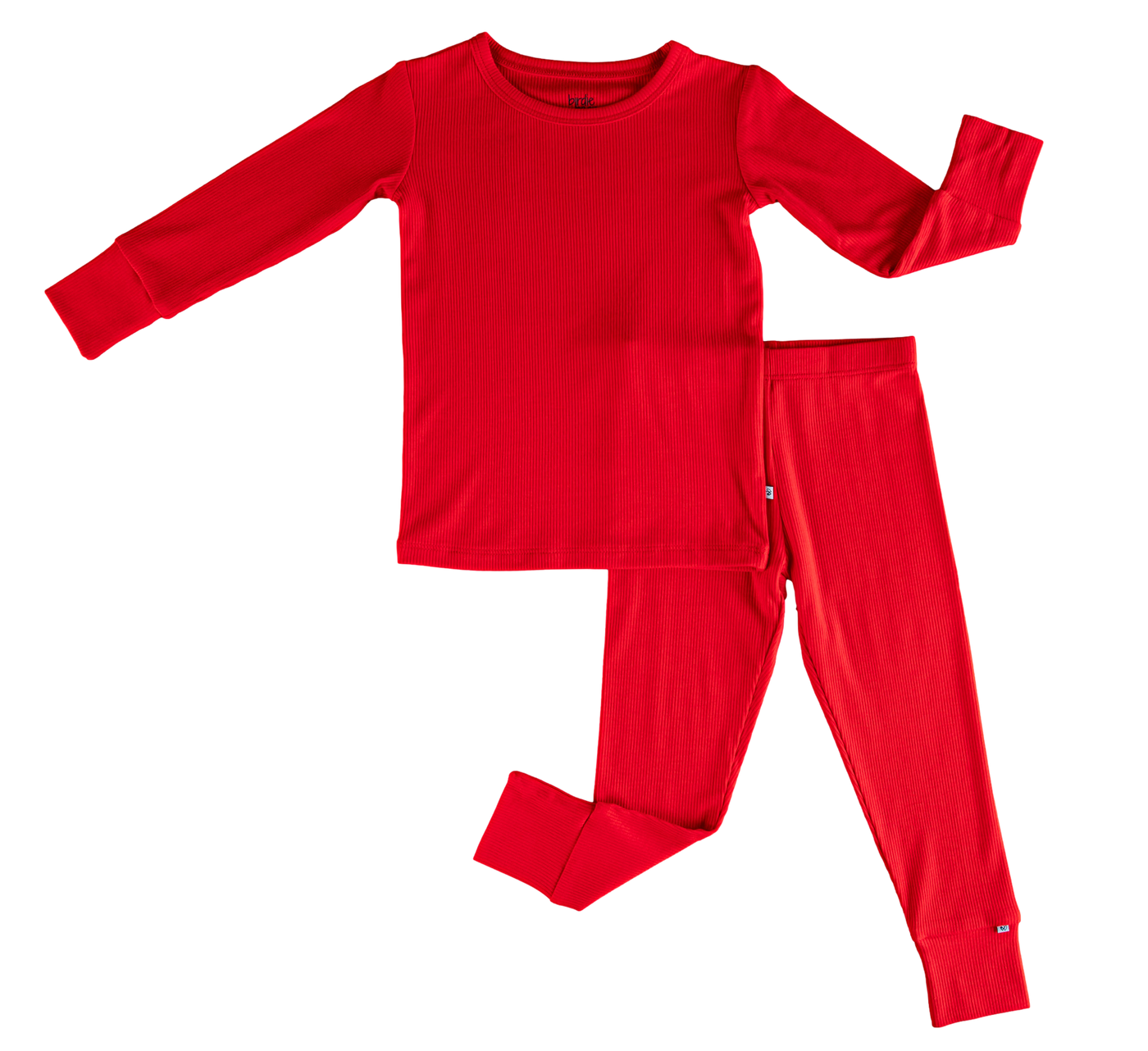 scarlet ribbed 2-piece pajamas