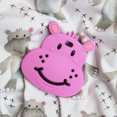 pink hippo teether