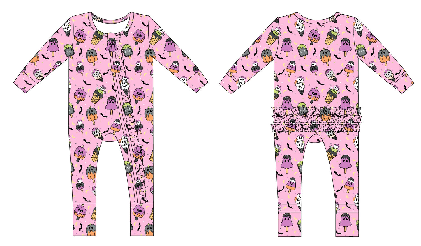 PRE ORDER: Scoops & Spooks Ruffle Convertible Romper