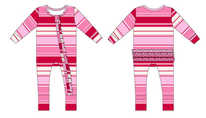 Sweetheart Stripes Ruffle Convertible Romper