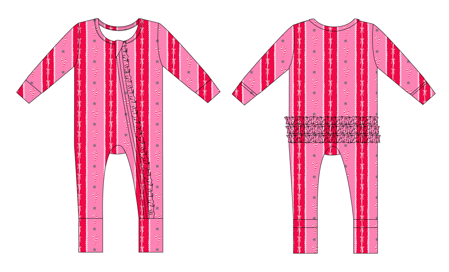 PRE-ORDER: Candy Cane Stripe Ruffle Convertible Romper