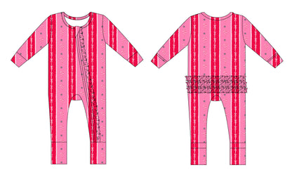 PRE-ORDER: Candy Cane Stripe Ruffle Convertible Romper
