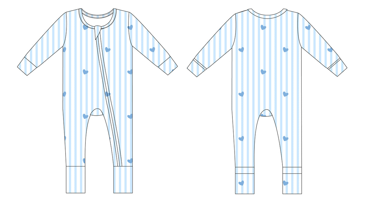 Pinstripe Blue Hearts Convertible Romper