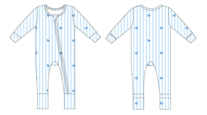 Pinstripe Blue Hearts Convertible Romper