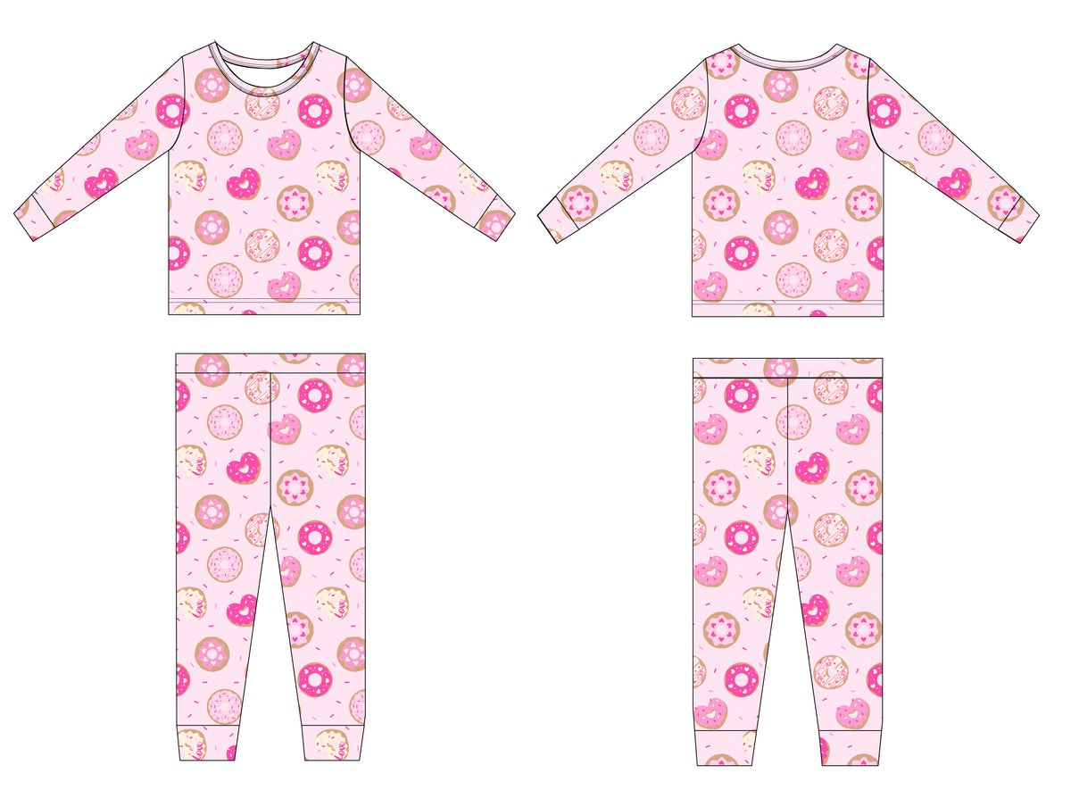 Donut Love Bamboo Pajama Set - Pink