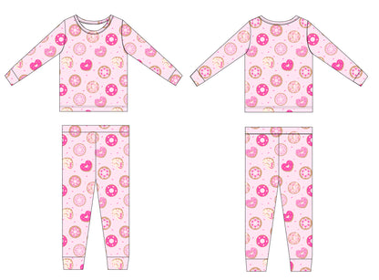 Donut Love Bamboo Pajama Set - Pink