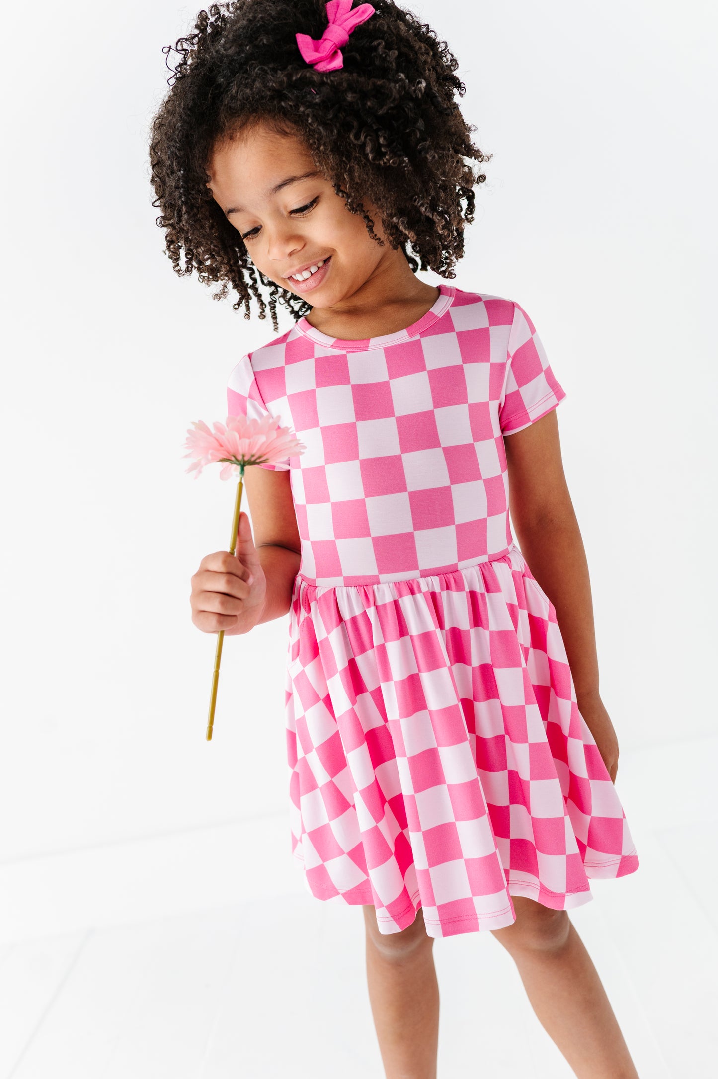 Bubblegum Check Bamboo Dress