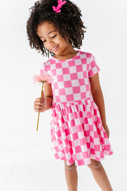 Bubblegum Check Bamboo Dress