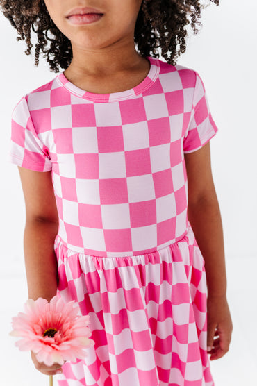 Bubblegum Check Bamboo Dress