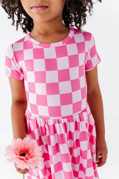 Bubblegum Check Bamboo Dress