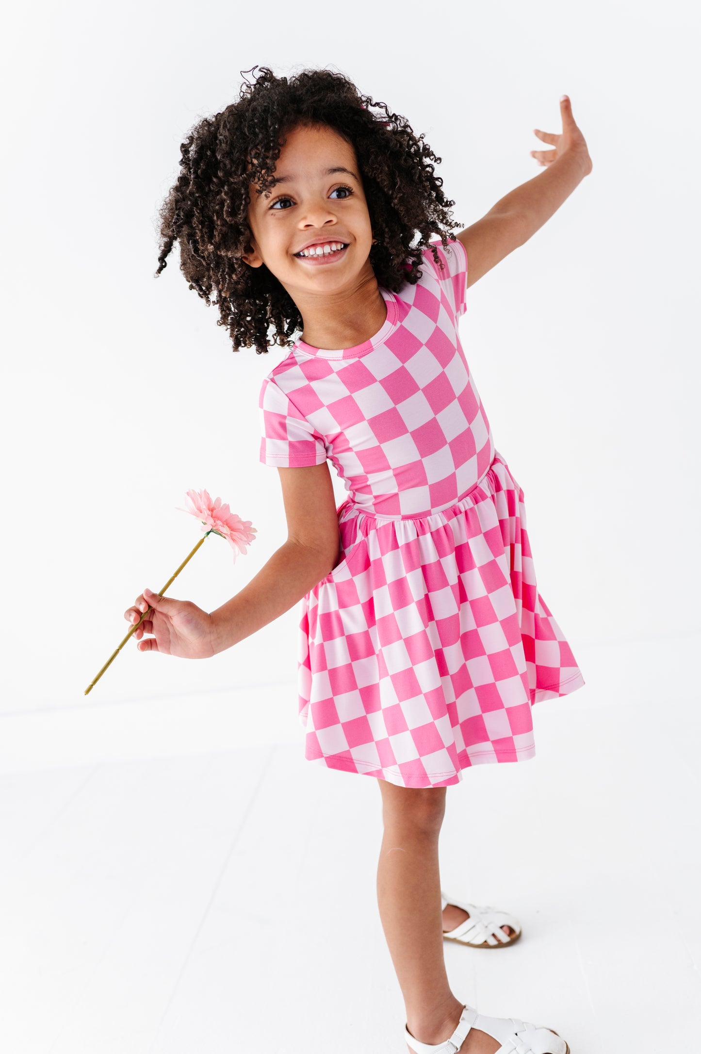 Bubblegum Check Bamboo Dress