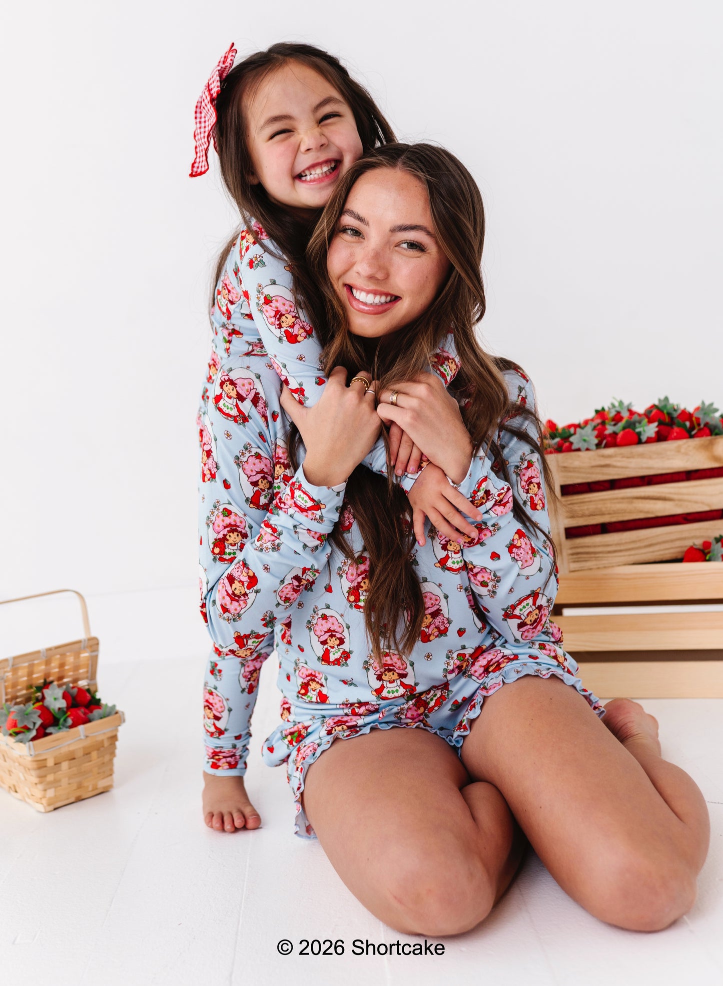 Mama and mini matching Strawberry Shortcake™ bamboo pajamas