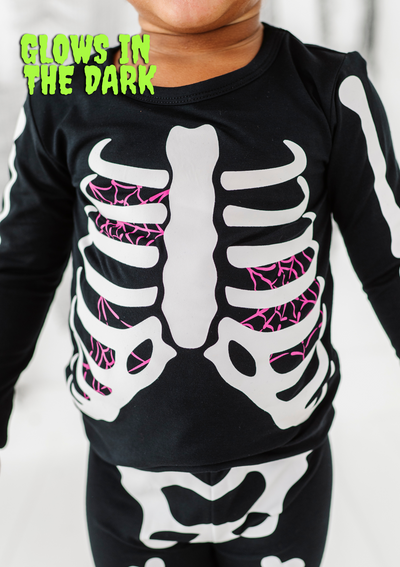 Bones Glow-In-The-Dark 2-Piece Pajamas - PINK