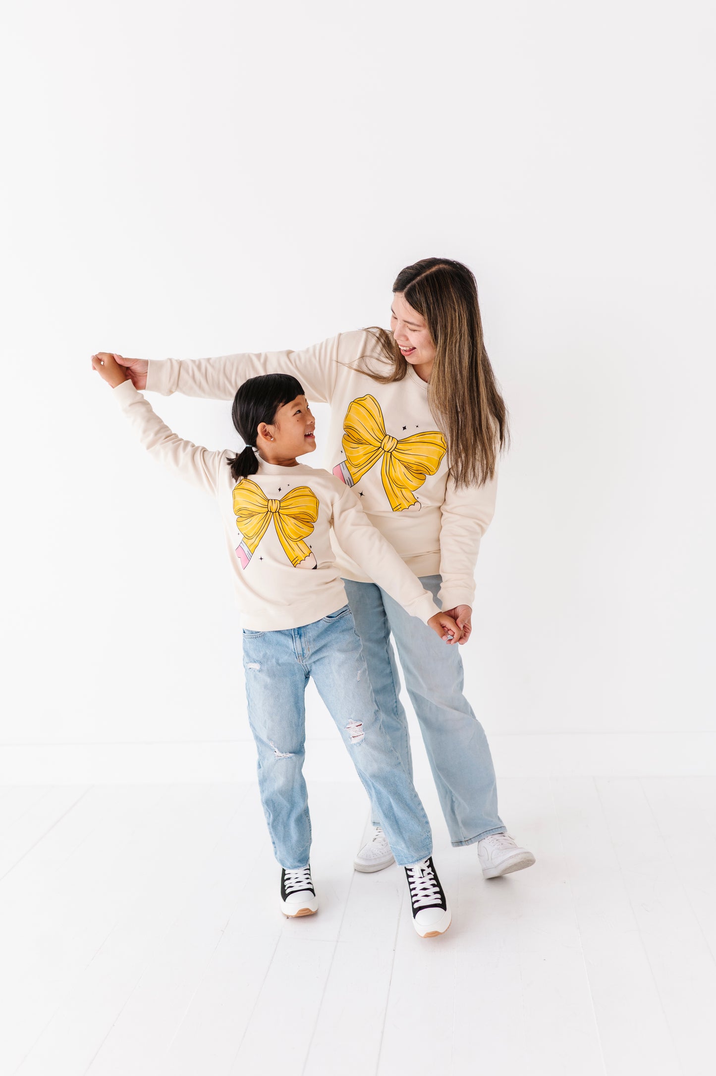 Pencil Bow Crewneck Sweatshirt- ADULT