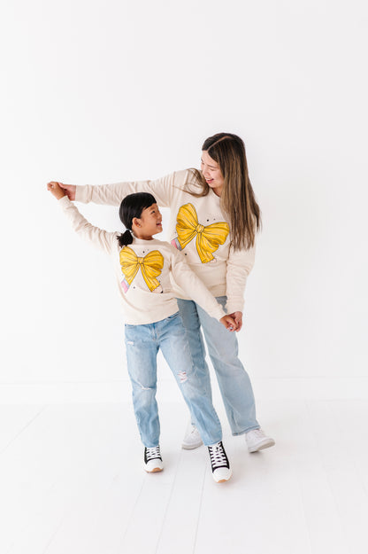 Pencil Bow Crewneck Sweatshirt- ADULT