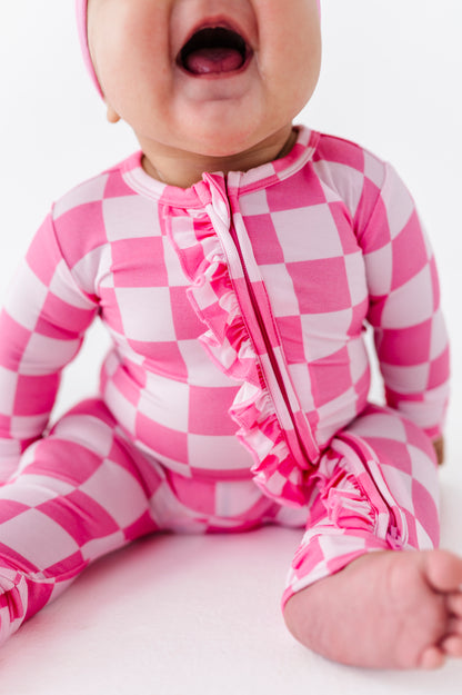 Bubblegum Check Ruffle Convertible Romper