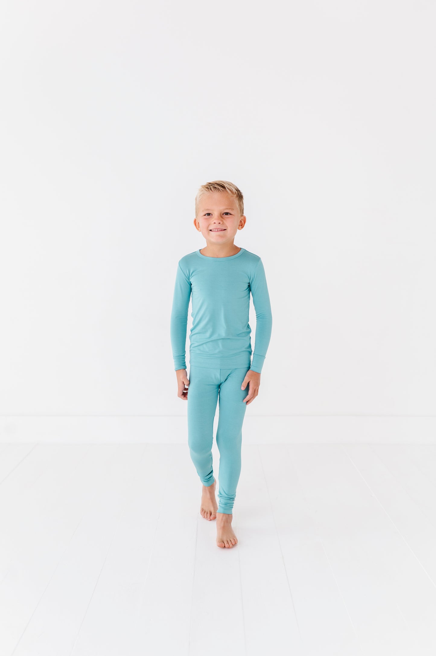 Neutral slate two-piece pajamas made from bamboo viscose
