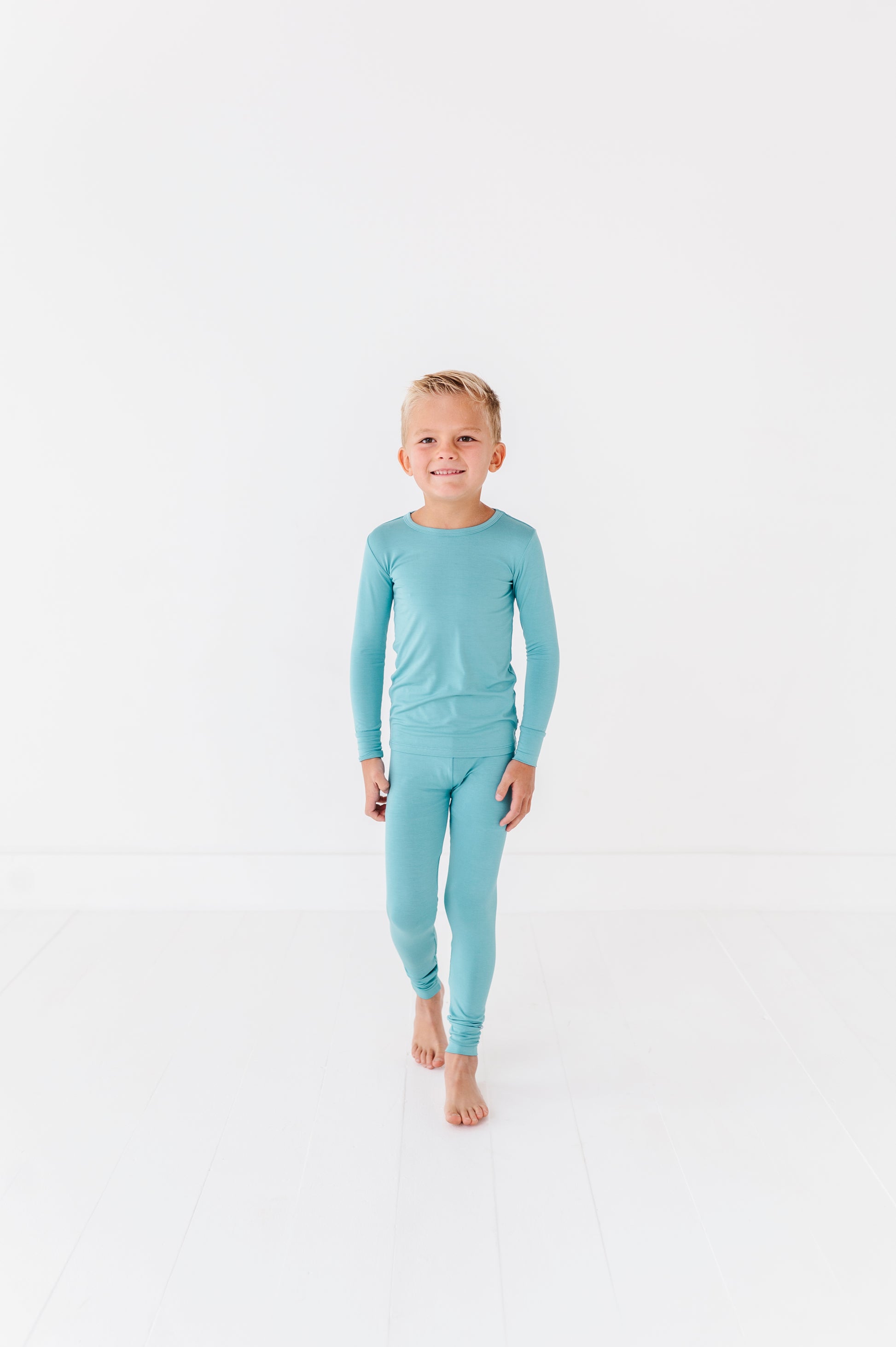 Neutral slate two-piece pajamas made from bamboo viscose