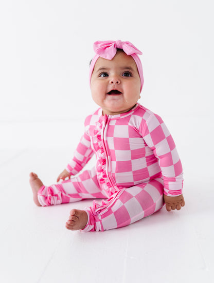 Bubblegum Check Ruffle Convertible Romper