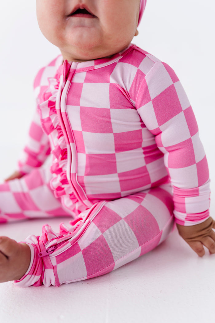 Bubblegum Check Ruffle Convertible Romper