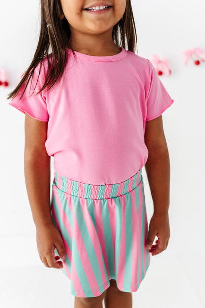 Pink/Green Stripe Bamboo Skort