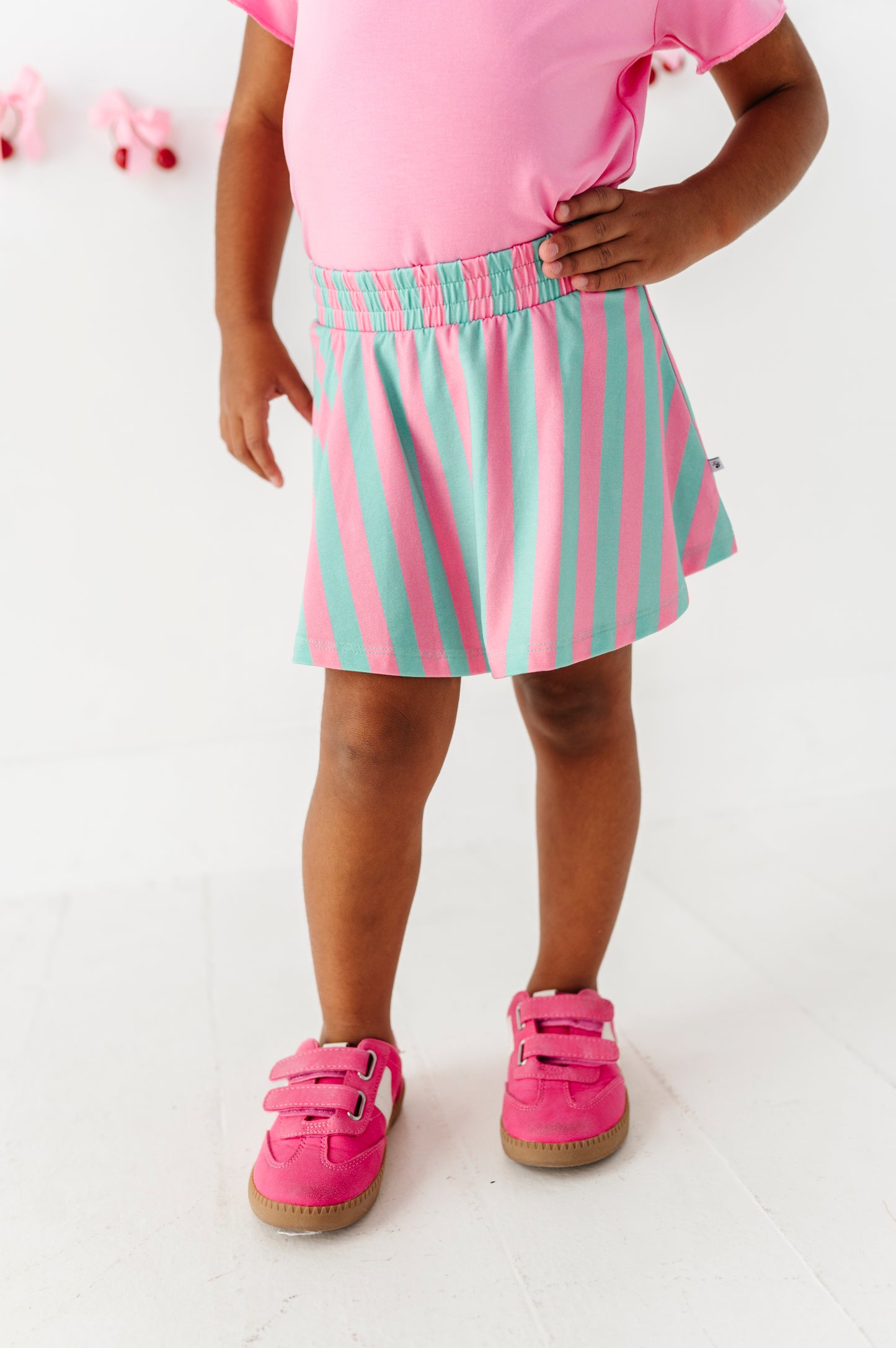Pink/Green Stripe Bamboo Skort