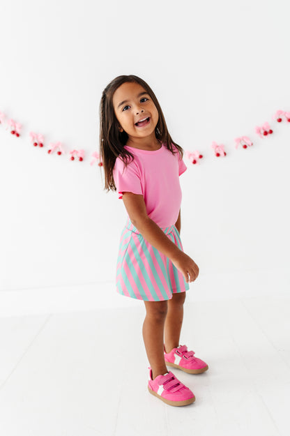 Pink/Green Stripe Bamboo Skort