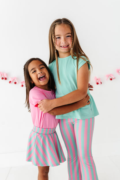 Pink/Green Bamboo/Cotton Peplum Top Set