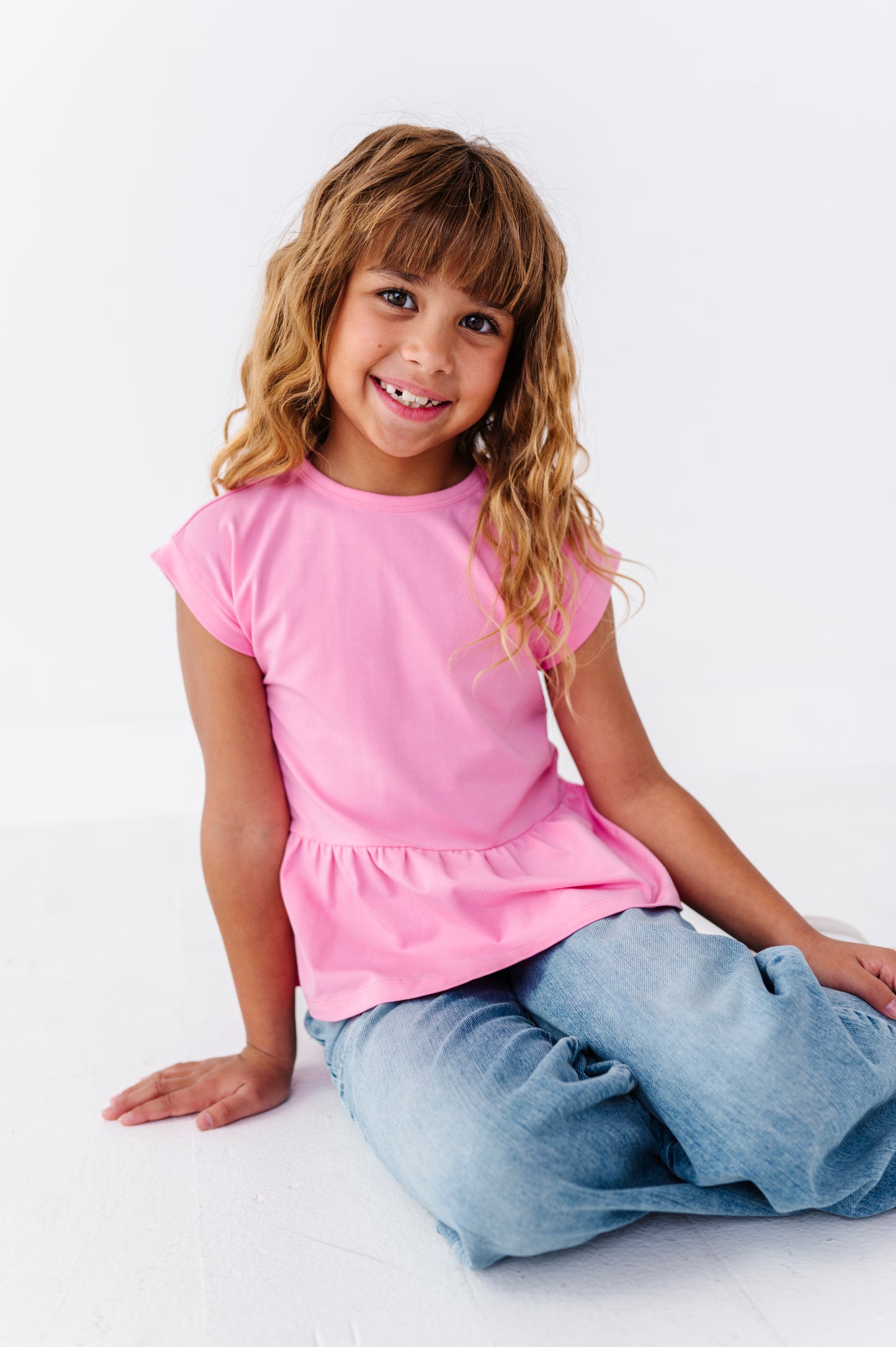 Pink/Green Bamboo/Cotton Peplum Top Set
