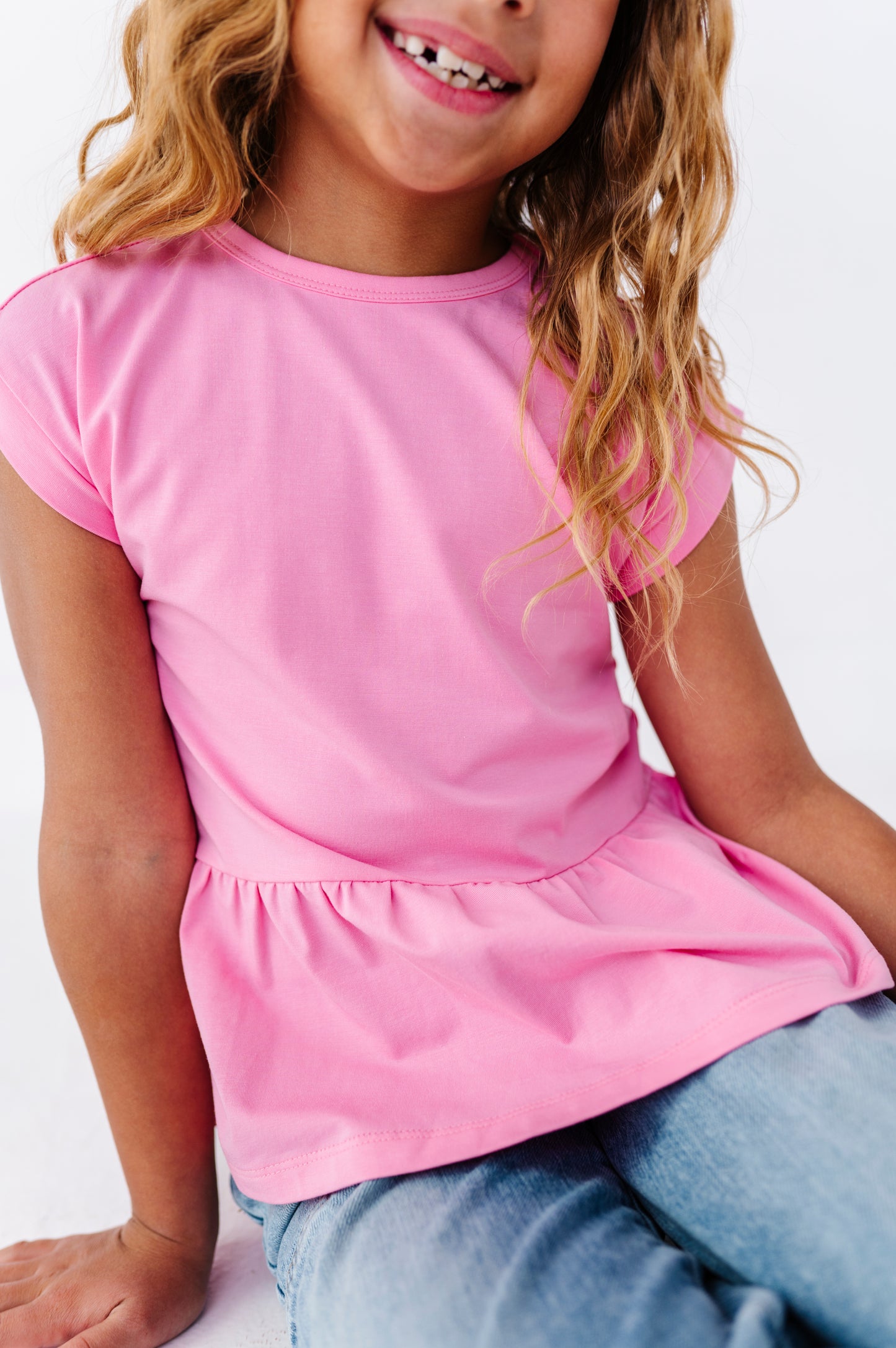 Pink/Green Bamboo/Cotton Peplum Top Set
