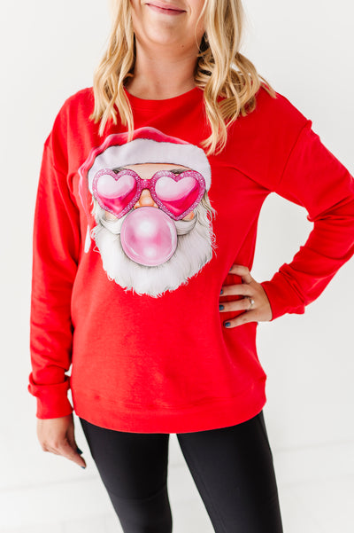Bubblegum Santa Crewneck Sweatshirt - ADULT