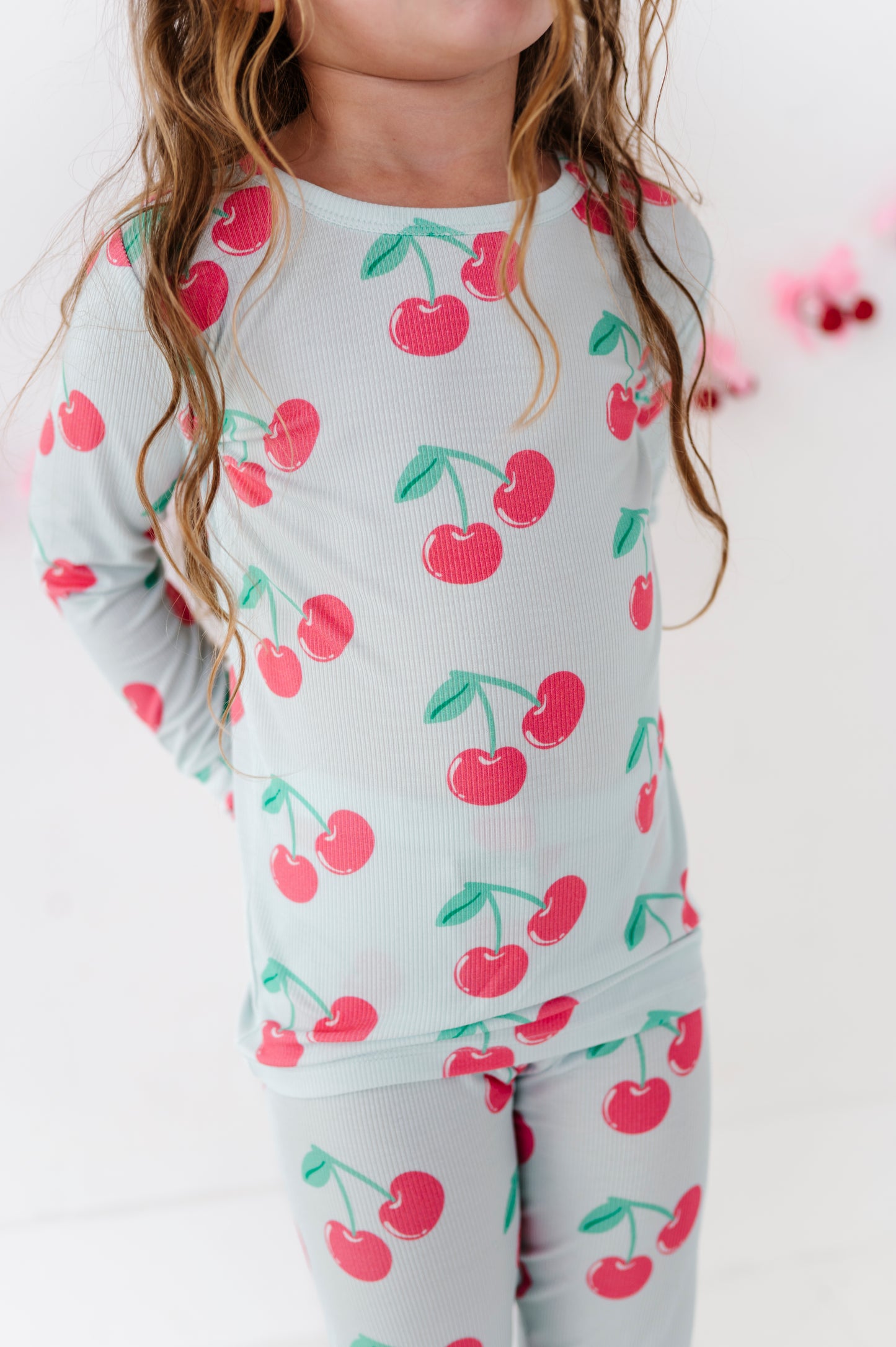 Cherry Ribbed Bamboo Pajama Set