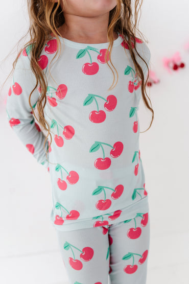 Cherry Ribbed Bamboo Pajama Set