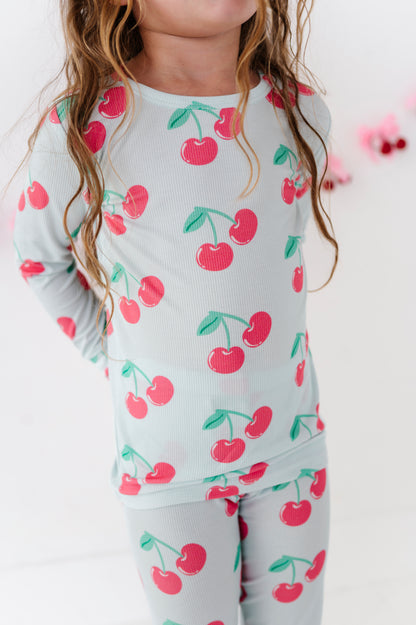 Cherry Ribbed Bamboo Pajama Set