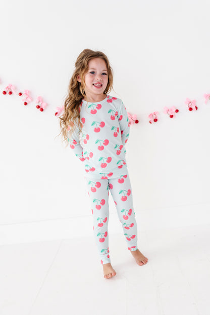 Cherry Ribbed Bamboo Pajama Set