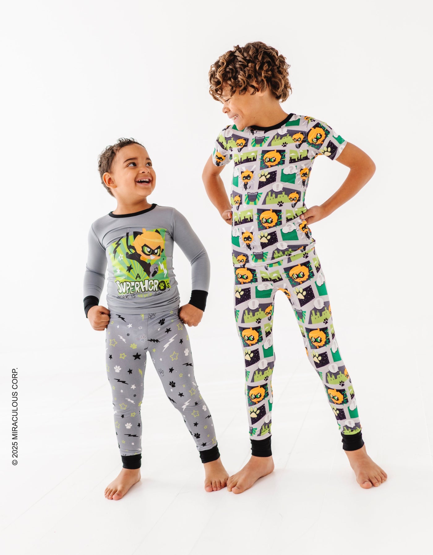 Miraculous™ Chibi 2-Piece Pajamas : CAT NOIR - SHORT SLEEVE - SHIPS WITHIN 2 WEEKS