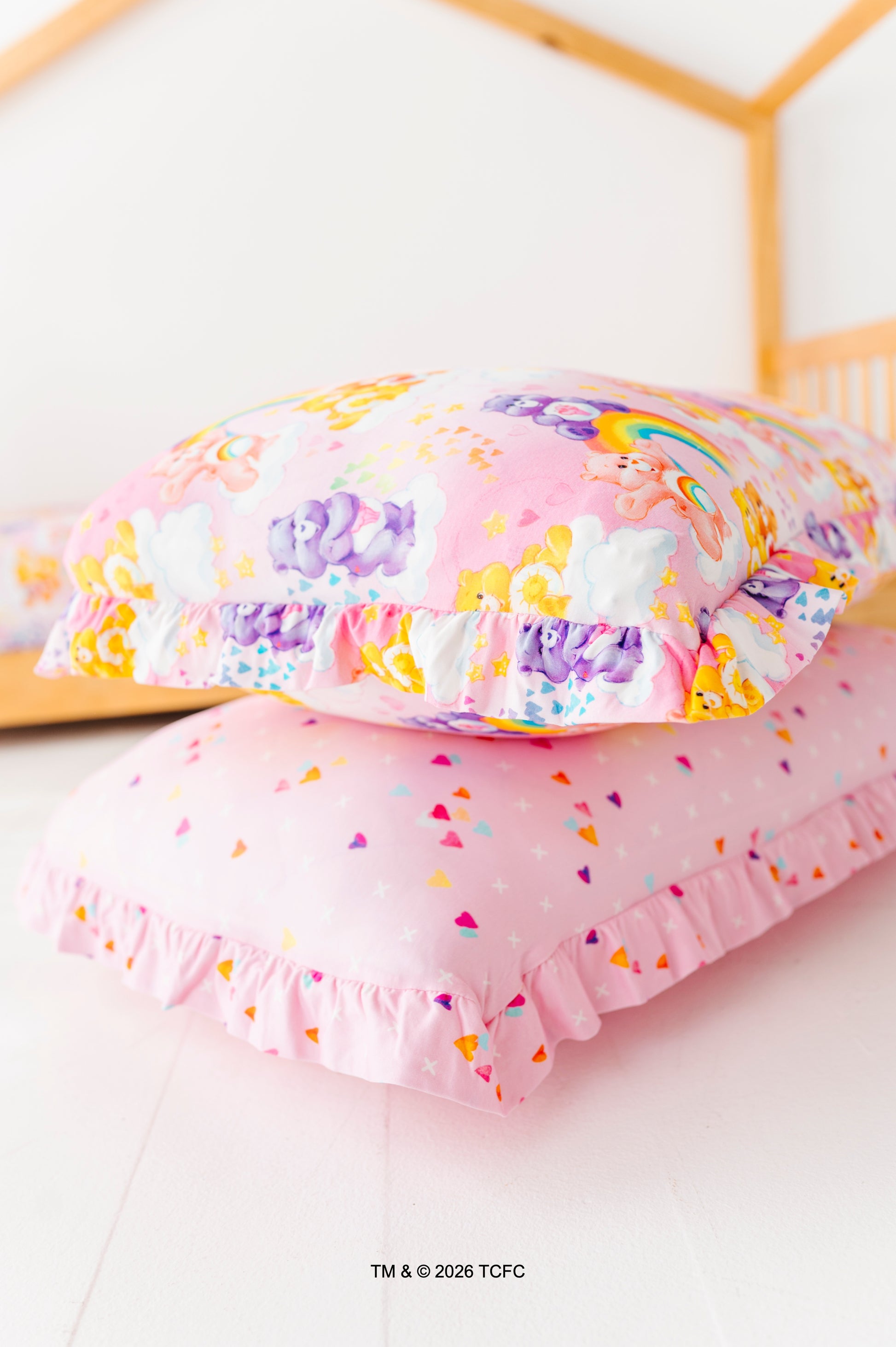 Set of pink bamboo pillow cases featuring the Care Bears™ by Birdie Bean