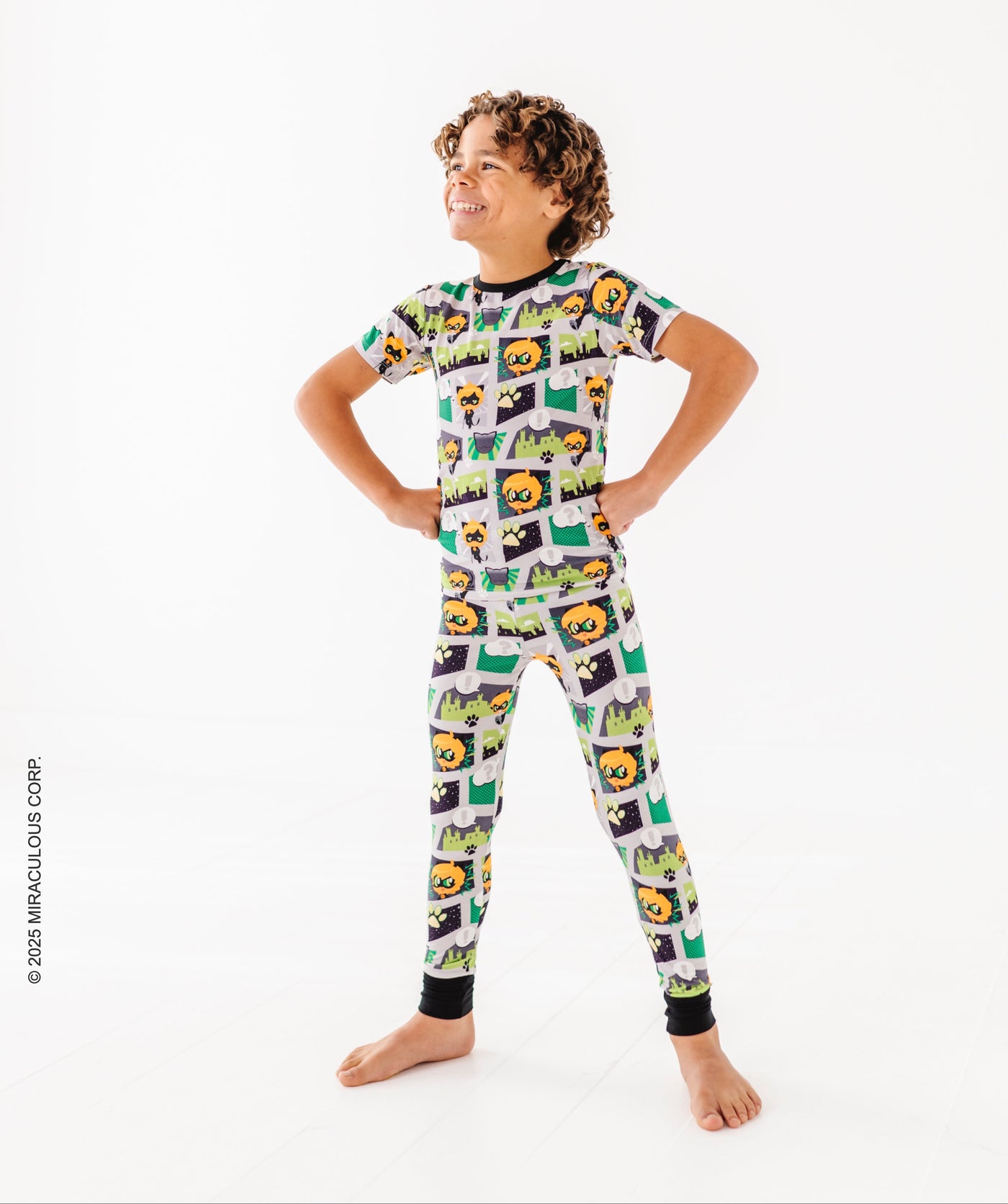 Miraculous™ Chibi 2-Piece Pajamas : CAT NOIR - SHORT SLEEVE - SHIPS WITHIN 2 WEEKS